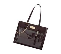 TSMORY Bolso bandolera de poliuretano transparente de gran capacidad para colegiala japonesa con lazo para niña, Brown, As shown in the figure
