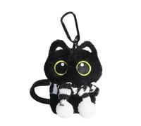 TSMORY Bonito llavero de peluche de gato negro, adorable accesorio de monedero, colgante único para mujeres y estudiantes, negro y blanco, Cat height 9.5 cm width 7.5 cm