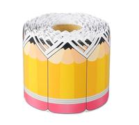 TSMORY Borde con patrón de lápiz para tablón de anuncios de 60 pies de largo para pizarra, decoración de aula, calcomanía de lápiz de dibujos animados de doble cara