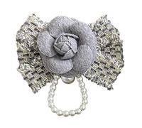 TSMORY Broche de perlas con lazo elegante en forma de flor, pin de solapa étnico, vacaciones festivas para ella, As shown in the figure, tela