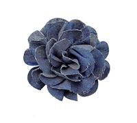 TSMORY Broches de tela azul con flores para mujer, hechos a mano, de tela, para solapa, ramillete, joyería de moda, accesorios de tela, Size reference picture, Aleación de mezclilla