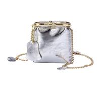 TSMORY Cartera cruzada multifuncional, correa de cadena ajustable, impermeable, organizadores compactos para artículos esenciales, Silver, Length 8cm*Height 9cm*Thickness 4cm