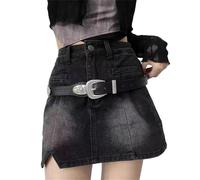 TSMORY Cinturón negro punk rock para mujer, cintura ajustable con hebillas de metal, cinturón de remache de piel sintética para hombre, 105 cm, Talla única