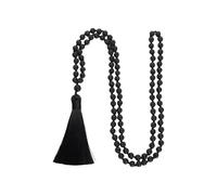 TSMORY Collar de cuentas hecho a mano con piedras naturales y elegantes borlas, collar anudado a mano, regalo para hombres y mujeres