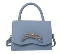 TSMORY Elegante bolso de hombro para mujer, elegante y de poliuretano, con decoración de lazo, Blue, As shown in the figure