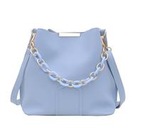 TSMORY Elegante bolso de piel sintética de color sólido con asa de cadena para mujer, correa ajustable, simple bolso de hombro cruzado, Blue, As shown in the figure