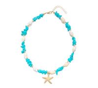 TSMORY Elegante collar costero ajustable, diseño de estrellas de mar, conchas marinas, ligero, resistente a las alergias, joyería para Beachwea, As shown in the figure, Aleación, piedra triturada