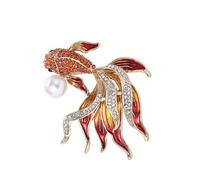 TSMORY Elegante pin de solapa de pesca dorada con diseños de aceite goteando, accesorio de contraste para suministros de fiesta disfraces, As shown in the figure, Metal