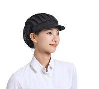 TSMORY Gorro de chef de malla transpirable ajustable para el pelo de cocina, sombrero de trabajo para servicio de alimentos profesional con alas anchas, Negro, XS-XL