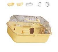 TSMORY Jaula portátil multifunción para hámster de doble capa, gran espacio, transportadores de animales pequeños, transpirable, visible, segura para hámster