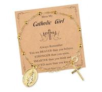 TSMORY Joyería de oración católica con colgante de cruz de María, diseño de metal, devociones de viaje, cómodo rosario de muñeca basado en la fe, talla única, como se describe