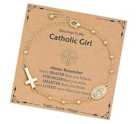 TSMORY Joyería de oración católica con colgante de cruz de María, diseño de metal, devociones de viaje, cómodo rosario de muñeca basado en la fe, talla única, como se describe