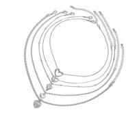 TSMORY Juego de 5 collares elegantes en forma de corazón, cadenas ajustables para el cuello, joyería para mujer, uso diario y fiestas, As shown in the figure, vete a casa