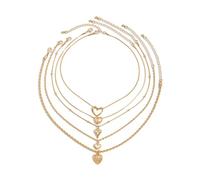 TSMORY Juego de 5 collares elegantes en forma de corazón, cadenas ajustables para el cuello, joyería para mujer, uso diario y fiestas, As shown in the figure, vete a casa
