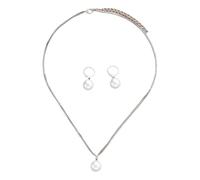 TSMORY Juego de joyas de perlas elegantes para novia, joyería de moda para cuello y oreja, adecuado para combinar con varios atuendos