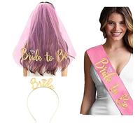 TSMORY Kit de decoración para despedida de soltera, suministros de despedida de soltera, banda de novia, velo y tiaras, accesorio