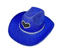 TSMORY Moderna gorra de lentejuelas a prueba de sol con purpurina en polvo de ala ancha para mejorar la fiesta de noche y la celebración de eventos de festivales, azul, XS-XL