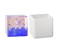 TSMORY Molde cuadrado de silicona resistente de 10 cm, cubo para manualidades, resina, arcilla encerada, fabricación y decoración, Size reference picture, Silicona