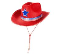 TSMORY Sombrero clásico del oeste con decoración de estrellas con tela no tejida transpirable, ideal para aventuras al aire libre y días de independencia, rosso, XS-XL