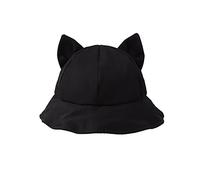 TSMORY Sombrero de pescador portátil con decoración de orejas de gato para adultos, adolescentes, sombrero de pescador de primavera anti-UV para ciclismo, Negro, XS-XL