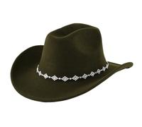 TSMORY Sombrero unisex de mezclilla occidental de poliéster con borde ancho, accesorio de moda para hombres y mujeres, verde, XS-XL