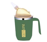 TSMORY Taza de cuidado inoxidable de 400 ml para pacientes postrados en cama, plan impermeable contra la asfixia con pajilla sola, alimentación para dietas líquidas contra estrangulamiento, taza de