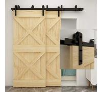 TSMST 9FT/274CM Derivación Herraje para Puerta Corredera Kit de Accesorios para Puertas Correderas Sistema de Riel Doble para Puertas Dobles