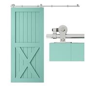 TSMST 9FT/274cm Herraje para Puerta Corredera Kit de Acero Inoxidable Accesorios para Puertas Correderas, Riel Juego para Puerta de Madera Soltera-Estilo T