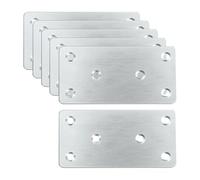 Tsnamay 6 conectores planos rectos de acero inoxidable cuadrados con 36 tornillos, soporte recto cuadrado plateado para soportes de muebles de madera y soportes de marco