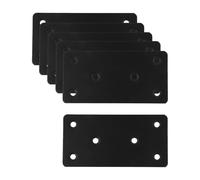Tsnamay 6 conectores planos rectos de acero inoxidable cuadrados con 36 tornillos, soporte recto cuadrado negro para soportes de muebles de madera y soportes de marco