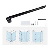 Tsnamay Barra de soporte de vidrio para puerta de ducha de 15.75 a 23.62 pulgadas, acero inoxidable 201 de pared a vidrio para ducha fija sin marco, panel de vidrio de 8 a 12 mm, color negro