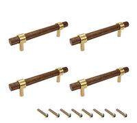 Tsnamay Cajón de 5.51 pulgadas/140 mm Tiradores de latón nogal armario de cocina Hardware Tirador de mango ajustable Distancia del agujero con tornillo, 4 piezas