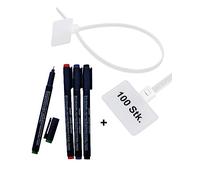 tsnetworks 100 bridas con campo de rotulación y 4 marcadores de cable, marcador de cable 8407 negro, azul, rojo, verde, rotulación de tubos, marcado de cables