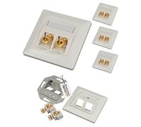 tsnetworks 4 conectores banana para altavoces con terminal Keystone, módulo dorado rojo/negro, terminal de conexión de alta gama con conector banana hembra para cable de altavoz de hasta 4 mm²