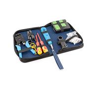 tsnetworks Juego de herramientas de red (incluye comprobador de red RJ45, LSA+, crimpadora, 2 pelacables, 2 x 10 conectores RJ11/RJ45 en bolsa estable, 10 piezas)