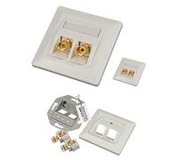 tsnetworks Módulo Keystone para altavoz (80 x 80 mm, 2 unidades, con terminal de tornillo chapado en oro, compatible con conector banana), color rojo y negro