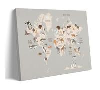 TSNKNP Animals of The World Map Poster Pintura Decorativa Lienzo Arte de Pared Salón Póster Dormitorio Pintura, Arte de Pared Impresión de Imagen Moderna Decoración de Habitación Familiar 40 x 60 cm
