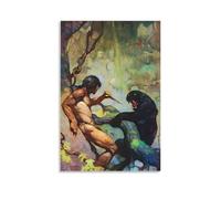 TSNKNP Frank Frazetta Human And Black Tiger Poster Pintura Decorativa Lienzo Arte de Pared Salón Póster Dormitorio Pintura, Arte de Pared Impresión de Imagen Moderna Decoración de Habitación Familiar