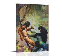 TSNKNP Frank Frazetta Human And Black Tiger Poster Pintura Decorativa Lienzo Arte de Pared Salón Póster Dormitorio Pintura, Arte de Pared Impresión de Imagen Moderna Decoración de Habitación Familiar