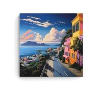 TSNKNP Hiroshi Nagai Sea And House Póster Pintura Decorativa Lienzo Arte de Pared Salón Póster Dormitorio Pintura, Arte de Pared Impresión de Imagen Moderna Decoración de Habitación Familiar 20 x 20