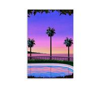 TSNKNP Hiroshi Nagai Sunsets & Palmtrees Póster Pintura Decorativa Lienzo Arte de Pared Salón Póster Dormitorio Pintura, Arte de Pared Impresión de Imagen Moderna Decoración de Habitación Familiar 30