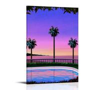 TSNKNP Hiroshi Nagai Sunsets & Palmtrees Póster Pintura Decorativa Lienzo Arte de Pared Salón Póster Dormitorio Pintura, Arte de Pared Impresión de Imagen Moderna Decoración de Habitación Familiar 30