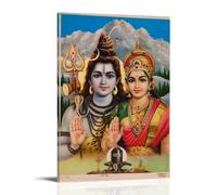 TSNKNP Lord Shiva and Parvati Art Poster Pintura Decorativa Lienzo Arte Mural Salón Póster Dormitorio Pintura, Arte de Pared Impresión de Imagen Moderna Decoración de Habitación Familiar 08 x 12