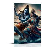 TSNKNP Lord Shiva and Parvati Fanart Póster Pintura Decorativa Lienzo Arte de Pared Salón Póster Dormitorio Pintura, Arte de Pared Impresión de Imagen Moderna Decoración de Habitación Familiar 08 x 12