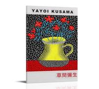 TSNKNP YAYOI KUSAMA Póster de Flores Rojas Pintura Decorativa Lienzo Arte de Pared Salón Póster Dormitorio Pintura, Arte de Pared Impresión de Imagen Moderna Decoración de Habitación Familiar 24 x 36