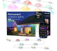 TSOCOS Iluminación exterior permanente, 50 pies Smart Outdoor Lights con 36 luces LED, IP65 resistente al agua para exteriores con mando a distancia, luces RGB para decoración de Halloween, Navidad