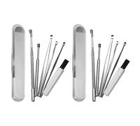 TsoLay 12 piezas Juego de palillo de oído de acero inoxidable removedor cureta cuchara limpiador de oídos herramienta de limpieza de oídos en espiral con estuche
