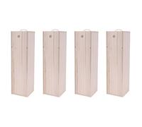 TsoLay 4X Caja de Embalaje de Madera de la Botella de Vino Rojo para Flauta de Champán Almacenaje Especial de Papel de Regalo de Madera para Vino Puede Hacer Logo Regalo Caja de Embalaje