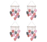 TsoLay 4X Elegante Decoración de Pared de Macramé Bohemio con Plumas, Borlas de Hilo Hechas A Mano, Arte de Pared Tejido, Tapiz de Hojas, Decoración, B