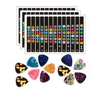 TsoLay 5 Piezas de Pegatinas de Guitarra Pegatinas de DiapasóN de Guitarra Pegatinas de Notas de Guitarra con 12 Piezas de PúAs de Guitarra para Principiantes